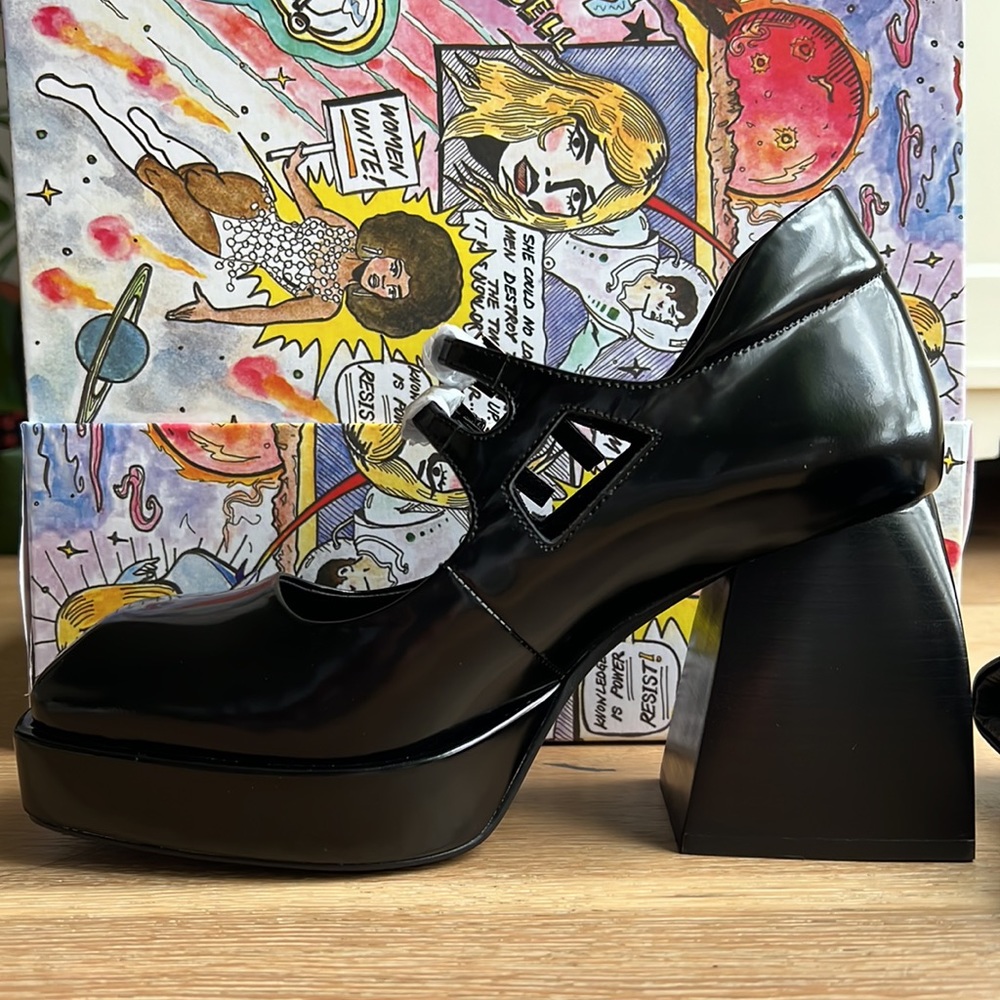 NIB💥 JEFFREY CAMPBELL Double Strap Mary Jane Platform Pump Block Heel- Size 7 - Picture 13 of 16